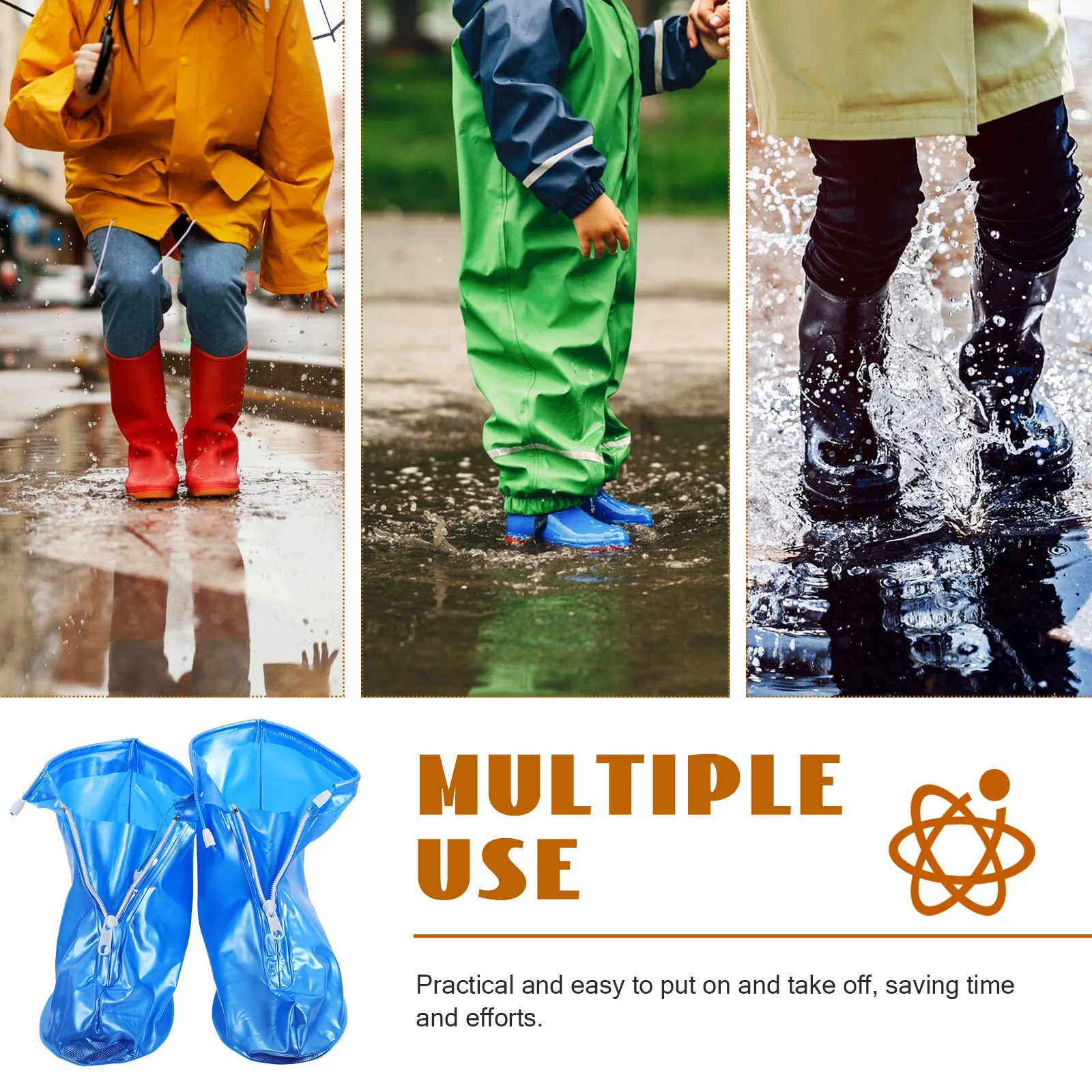 

1 Pair Waterproof Shoe Covers Rain Boot Protector for Adults Easy on Off Tear Resistant Outdoor Hiking Sports Usable Size 42-43