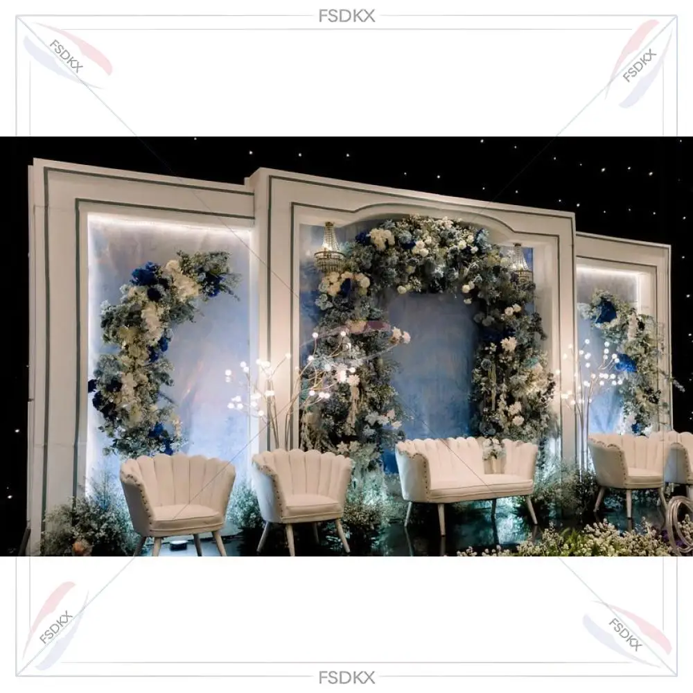 

FSDKX Hot Sale 3Pcs for1Set High Quality White Acrylic PVC Arch Background Wedding Stage Backdrop Decoration