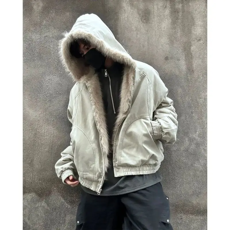 

Vintage Collar Hoodie Jacket Women's Short Shoulder American Hooded Thick Zipper Cardigan Tops Autumn Winter 2025 Fashion New