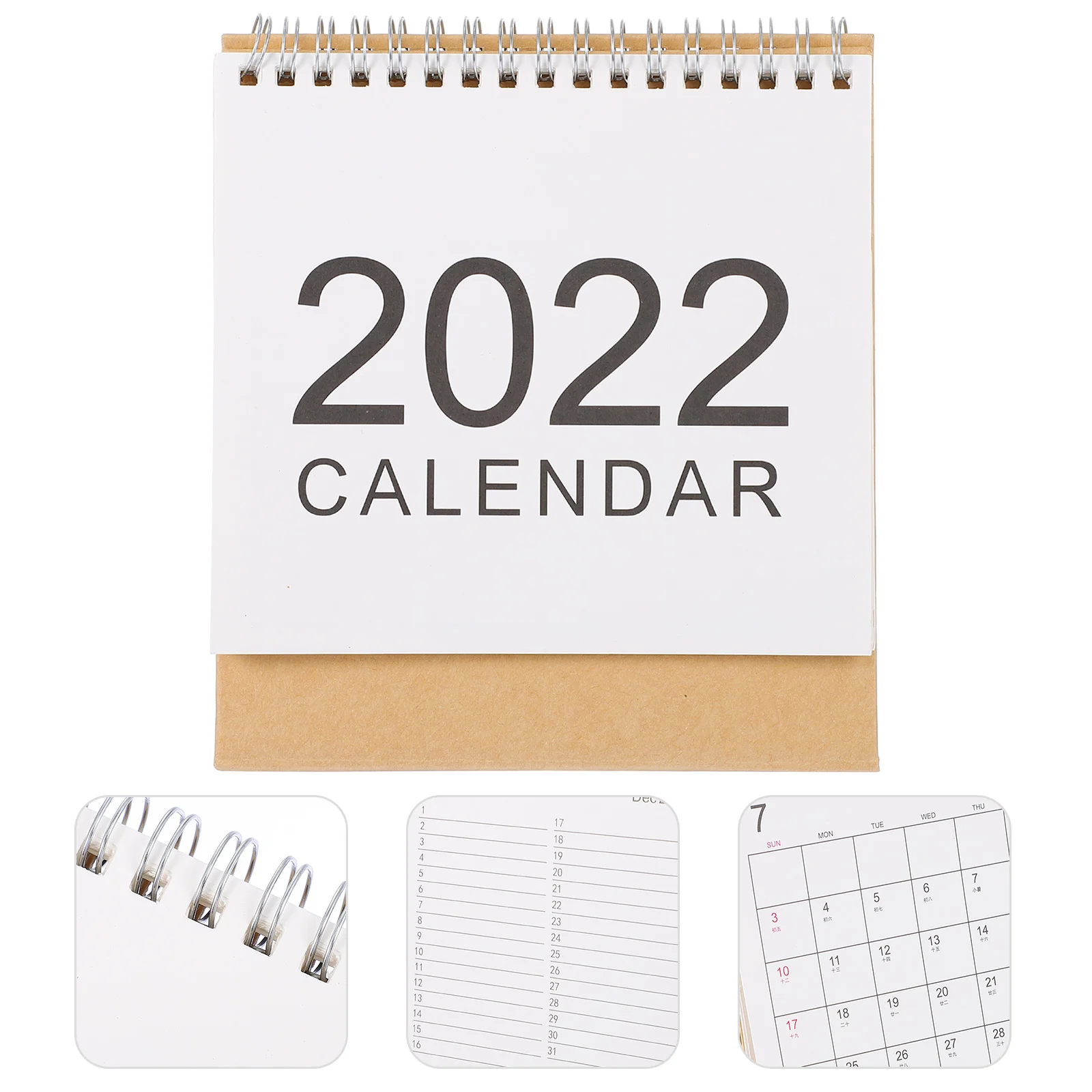 

2022 Simple Desk Calendar Office Style Paper Coil Tabletop Desktop Ornament Decor