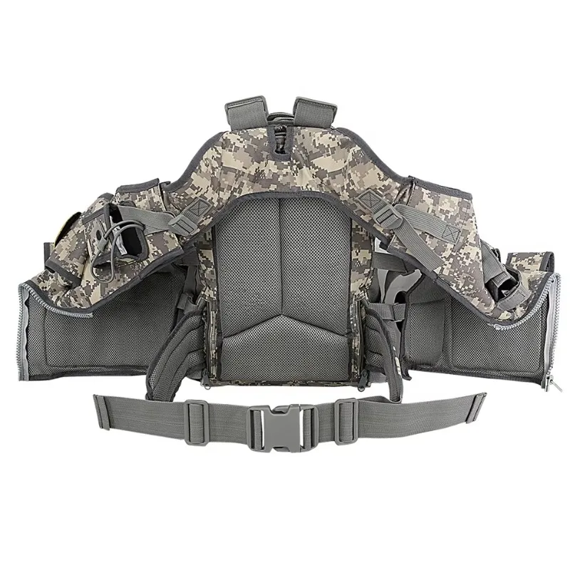 سلامة مزدوجة في الهواء الطلق التخييم الصيد حقيبة ترحال التكتيكية على ظهره سترة حقيبة متعددة الأغراض الرجال التكتيكية على ظهره #5