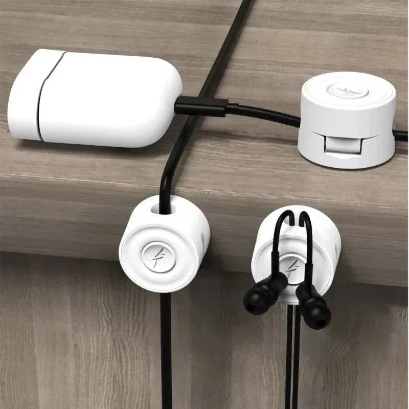 Magnetic Cable Clips Adhesive Smooth Cord Holder Under Desk Cable Management Winder Keeper Cable Organizer Wall Mounted Hook