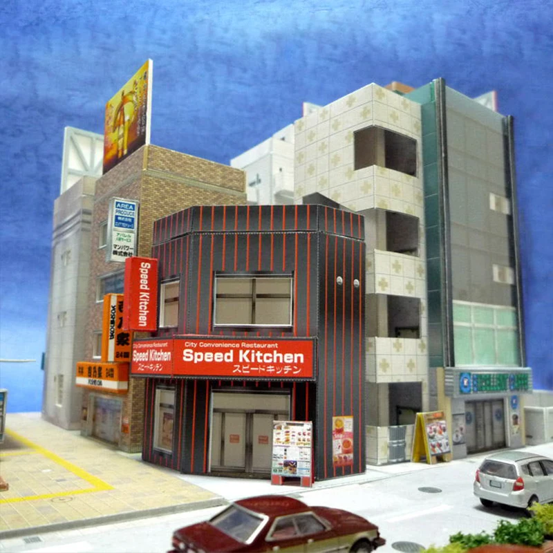 1:150 n-Skala japanisches Gebäude Diorama 3d Papier Modells zene DIY handgemachte Ornamente 3 Restaurant gebäude