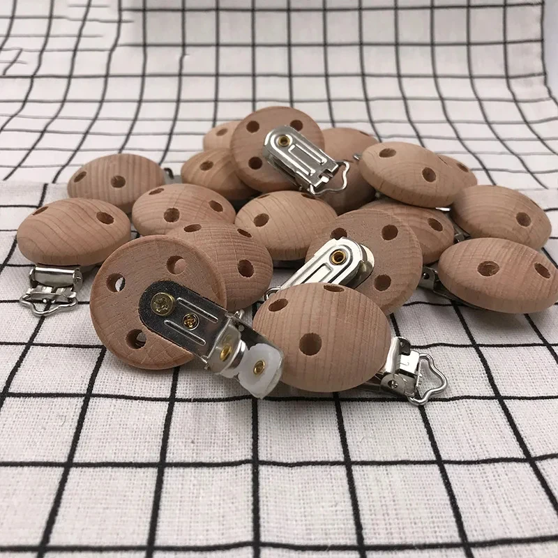 ABCPICK 20pcs Wooden Pacifier Clip Wooden Pacifier Clip Holder Accessories Bracket For Making Baby Toys Gift Diy Dummy Chains