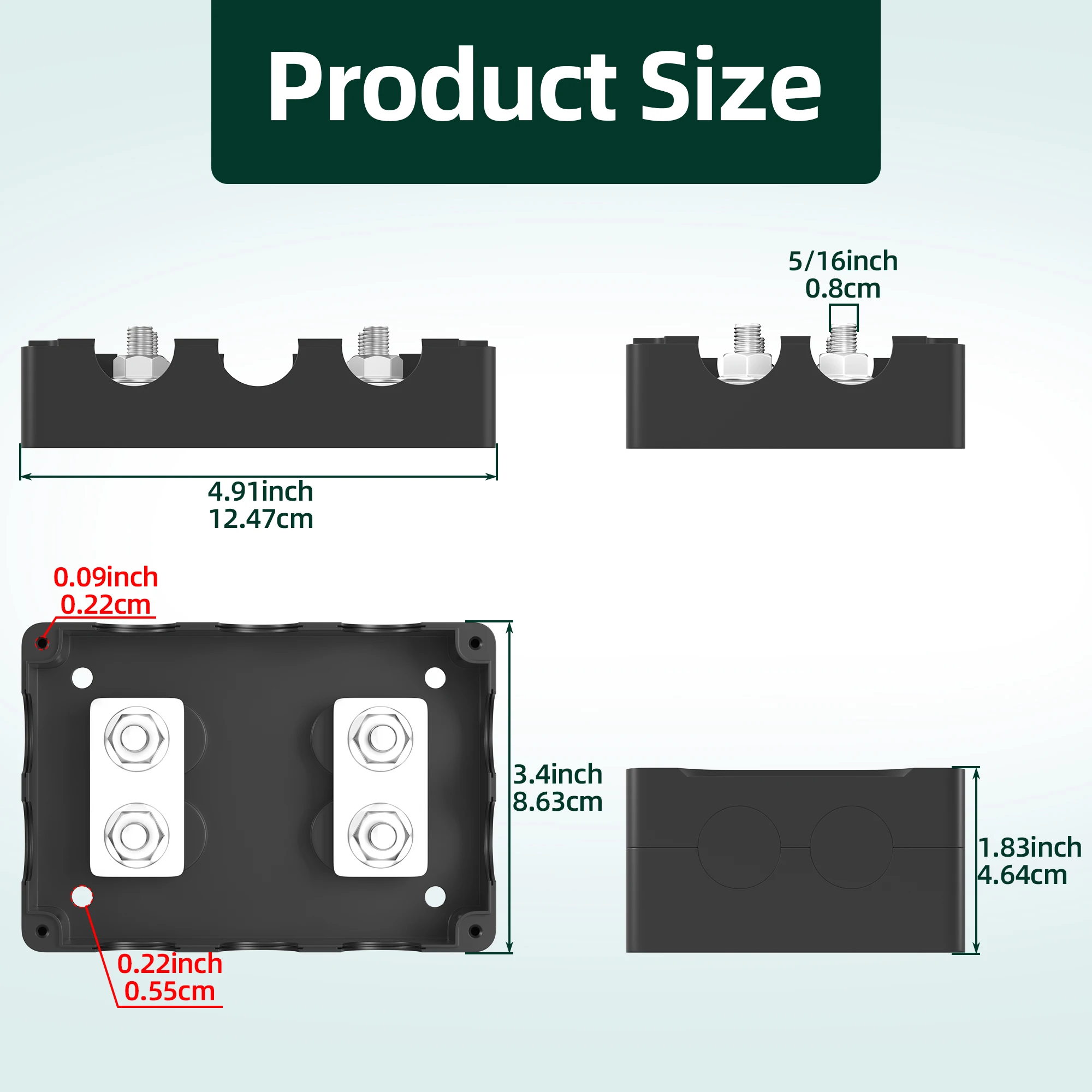 400A Power Distribution Block Bus Bar Heavy Duty with 5/16