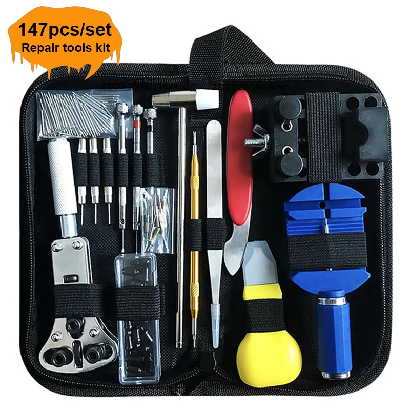 147Pcs Watch Repair Tool Set Professional Clock Battery Replacement Case Opener Watchmaker Spring Bar Link Pin Removal Kit