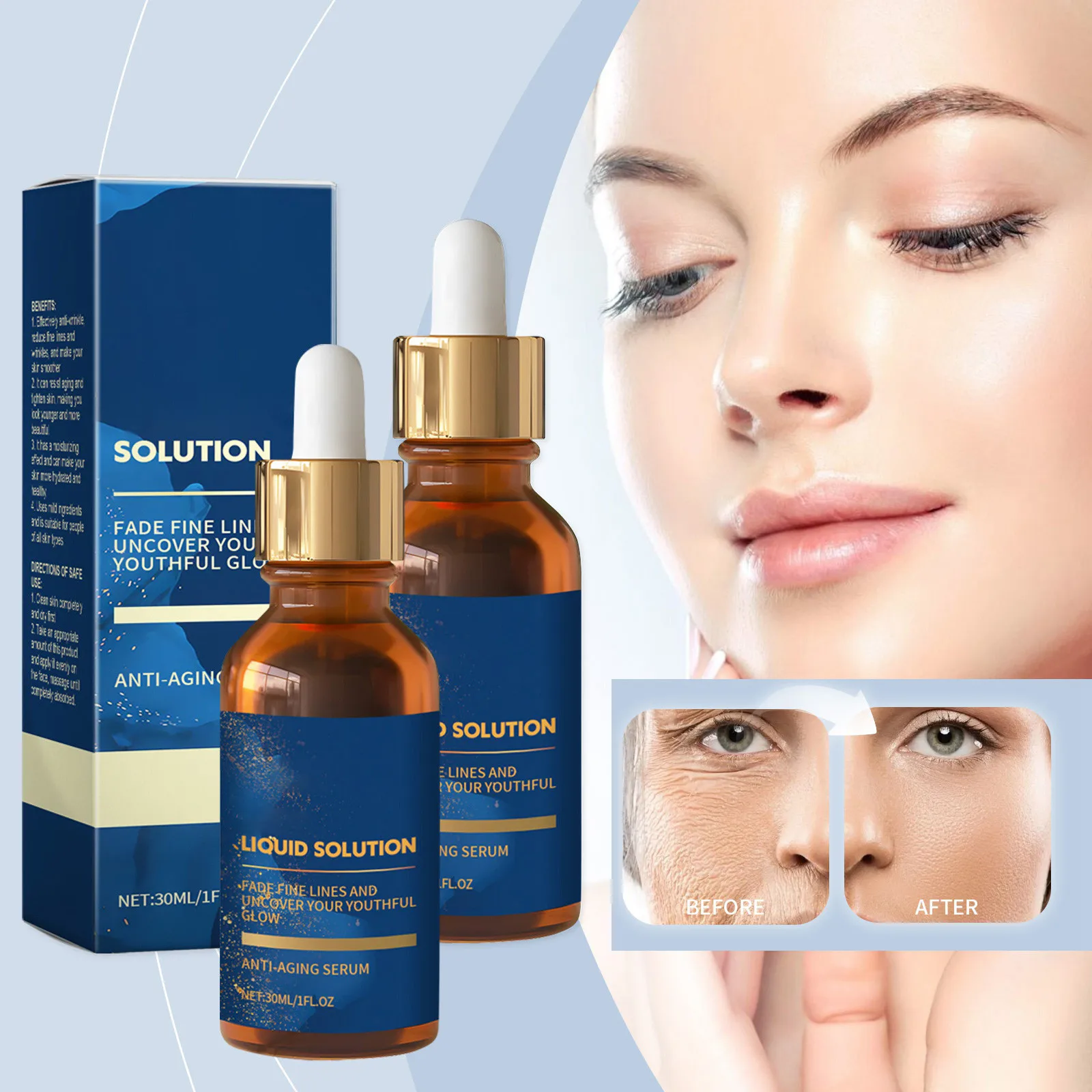 2024 New Instant Effects Facial Anti-Wrinkle Serum Deep Firming Anti-Aging Serum Reduces Fine Lines And Wrinkles 60ml