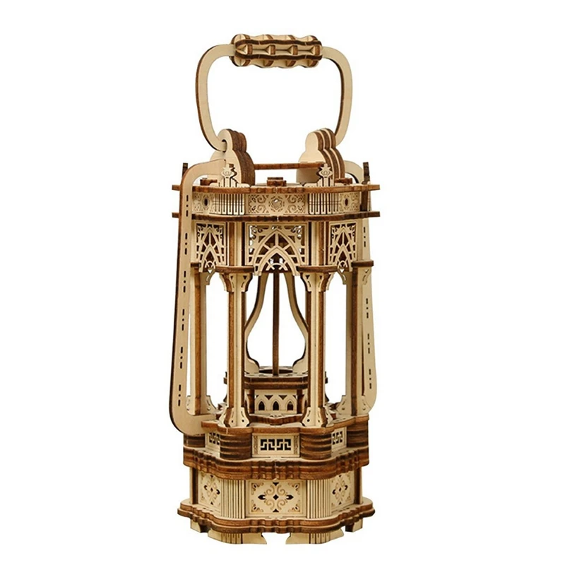 ABKO-Wooden Three-Dimensional Assembly Retro Lamp Handmade DIY Assembly Lantern Desktop Ornaments Ancient Style