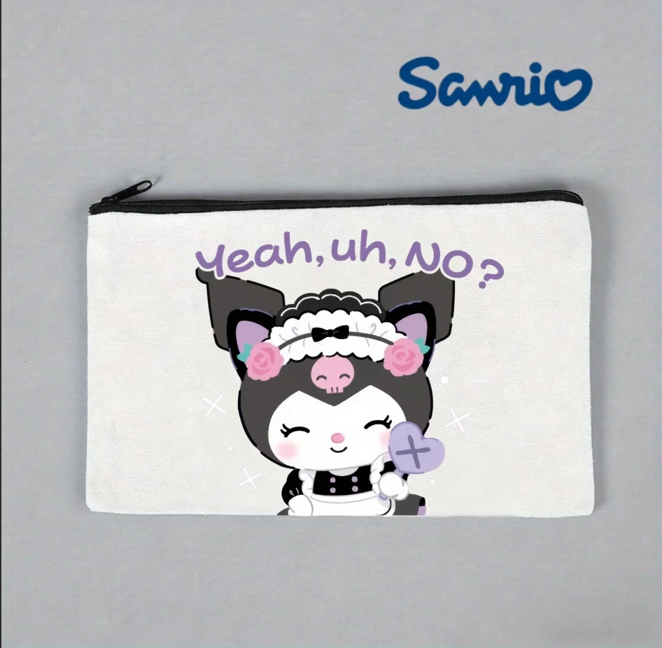 

1PC Kuromi Sassy Quote Zipper Pouch, Sanrio Travel Organizer