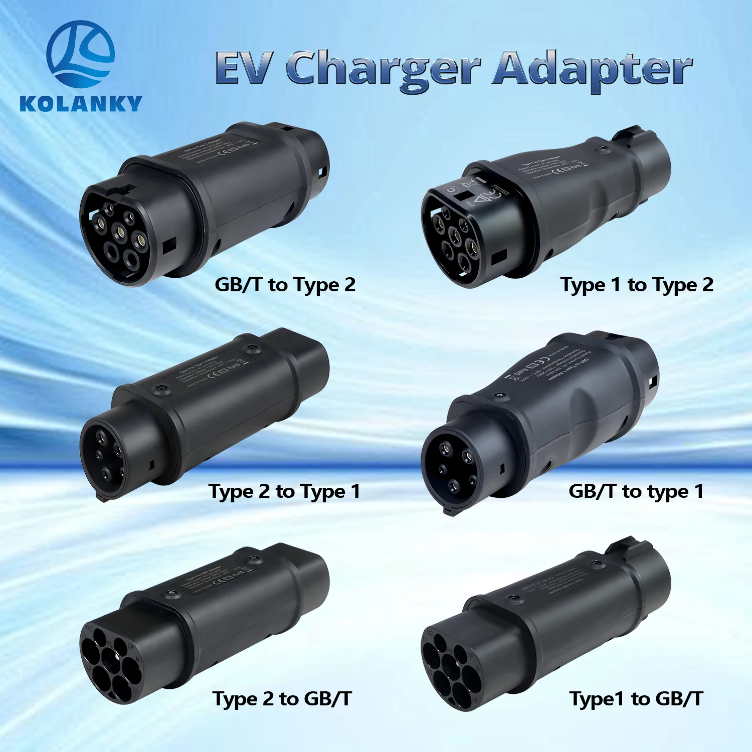 

Адаптер Kolanky EV: Type 2 на Type 1 / Type 1 на Type 2 / GBT на Type 2, коннектор Type 2 на GBT, зарядное устройство EVSE Type 2, адаптер Type 1 на GBT