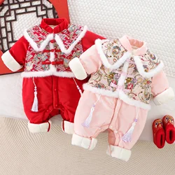 0-2 Years Baby Romper 2025 Chinese New Year Spring Festival Winter Kids Boys Girls Tangsuit Infant First Birthday Costumes