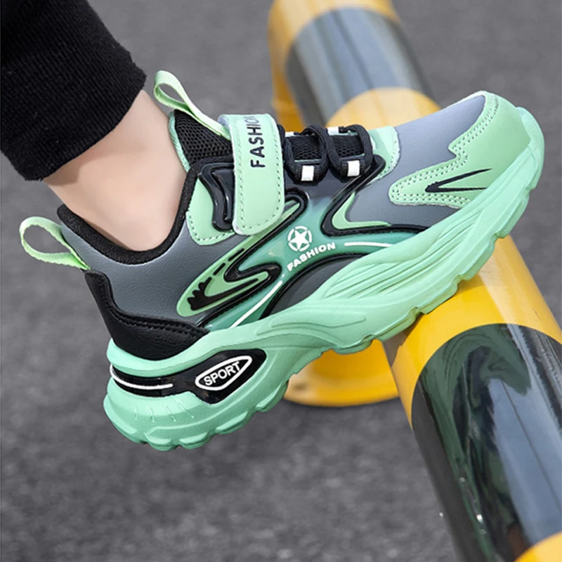 Four Season Universal Children's Shoes Synthetic Leather Runshoes Boys Ordinary Thick Shoe Lightweight Shock Absorption Sneakers