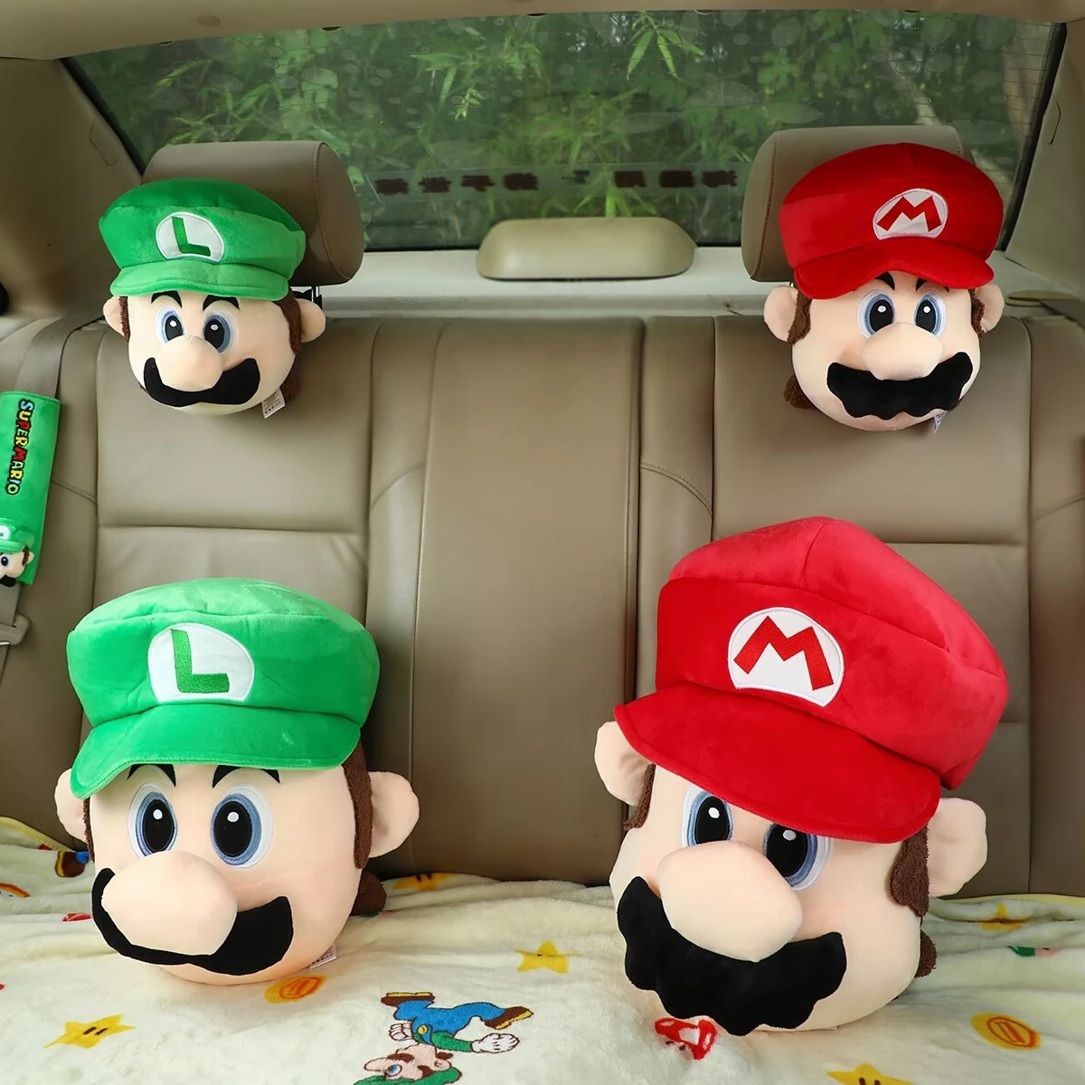 

Мультфильм Super Mario Bros плюшевые подголовник, подушка на спинку, чехол на ремень безопасности для автокресла, игровой стул, кавайная подвеска в стиле аниме