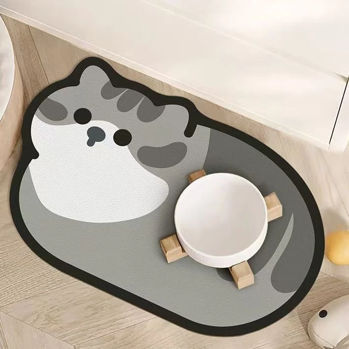 Niedliche Katzenförmige Haustier-Fressmatte Wasserdicht Rutschfest Katzenschüssel-Unterlage Futter- und Wasserschüssel-Pad Leicht zu Reinigen Haustier-Esszubehör für – Detail 6