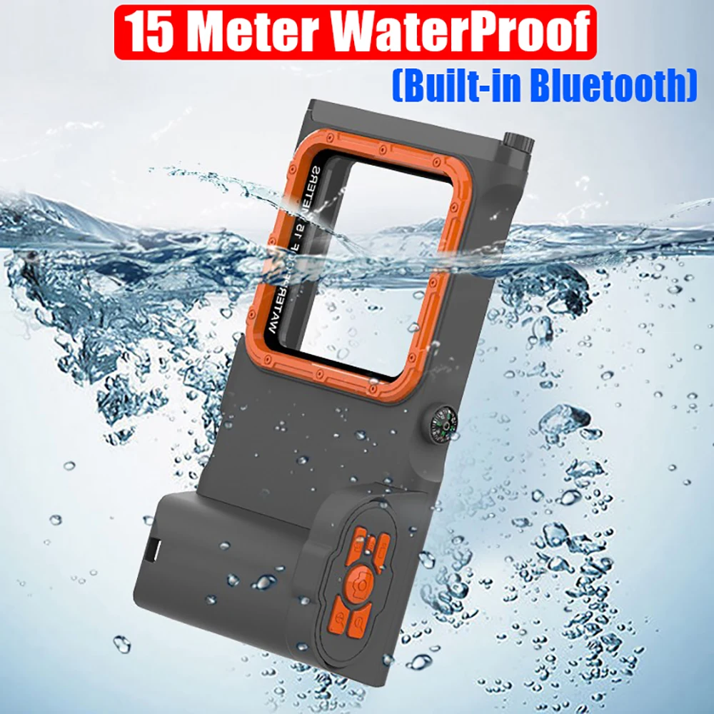 3ND Bluetooth Waterproof Case for Samsung, Huawei, Xiaomi, Oneplus, iPhone Diving Underwater Swim, General Size,15 Meter Deepth