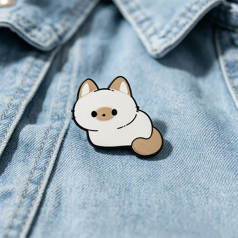 Cute Galaxy & Solid Color Kitten Enamel Pin Set, Cartoon Chubby Cat Gold Edge Brooches, Lovely Pet Metal Badges for Jackets