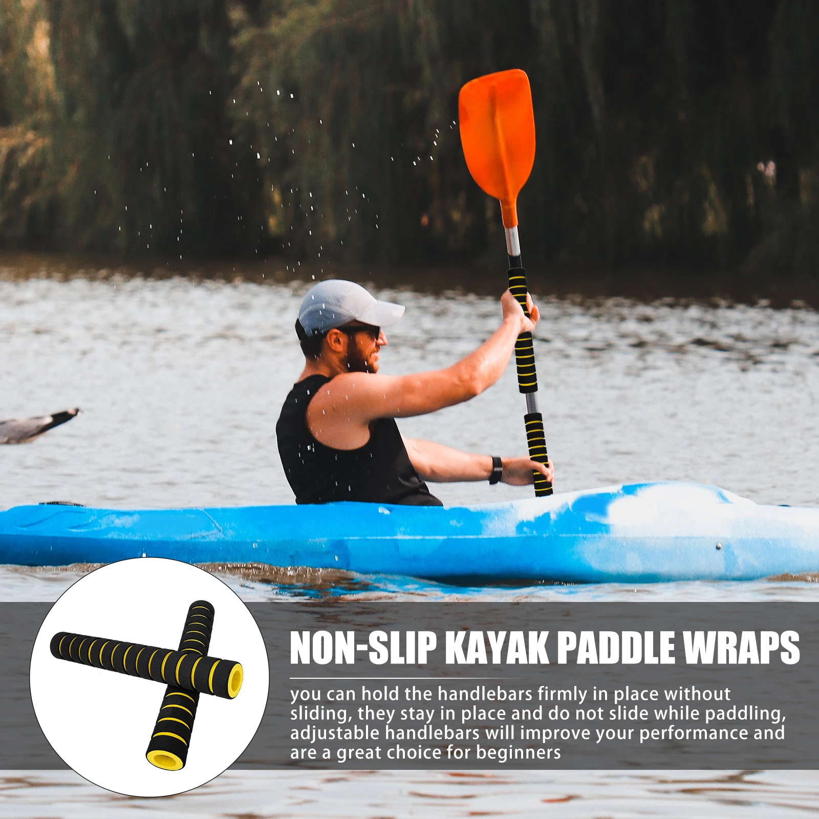 

2 Pcs Handlebar Grips Oars Non-Slip Cover Paddle Sleeves Boat Wrap Kayak Accessories Grippers