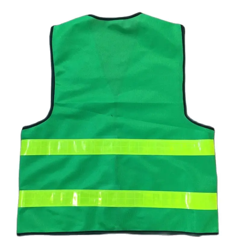 Fluorescent Green Traffic Warning Reflective Safety Vest For Cleaner Road Construction Worker