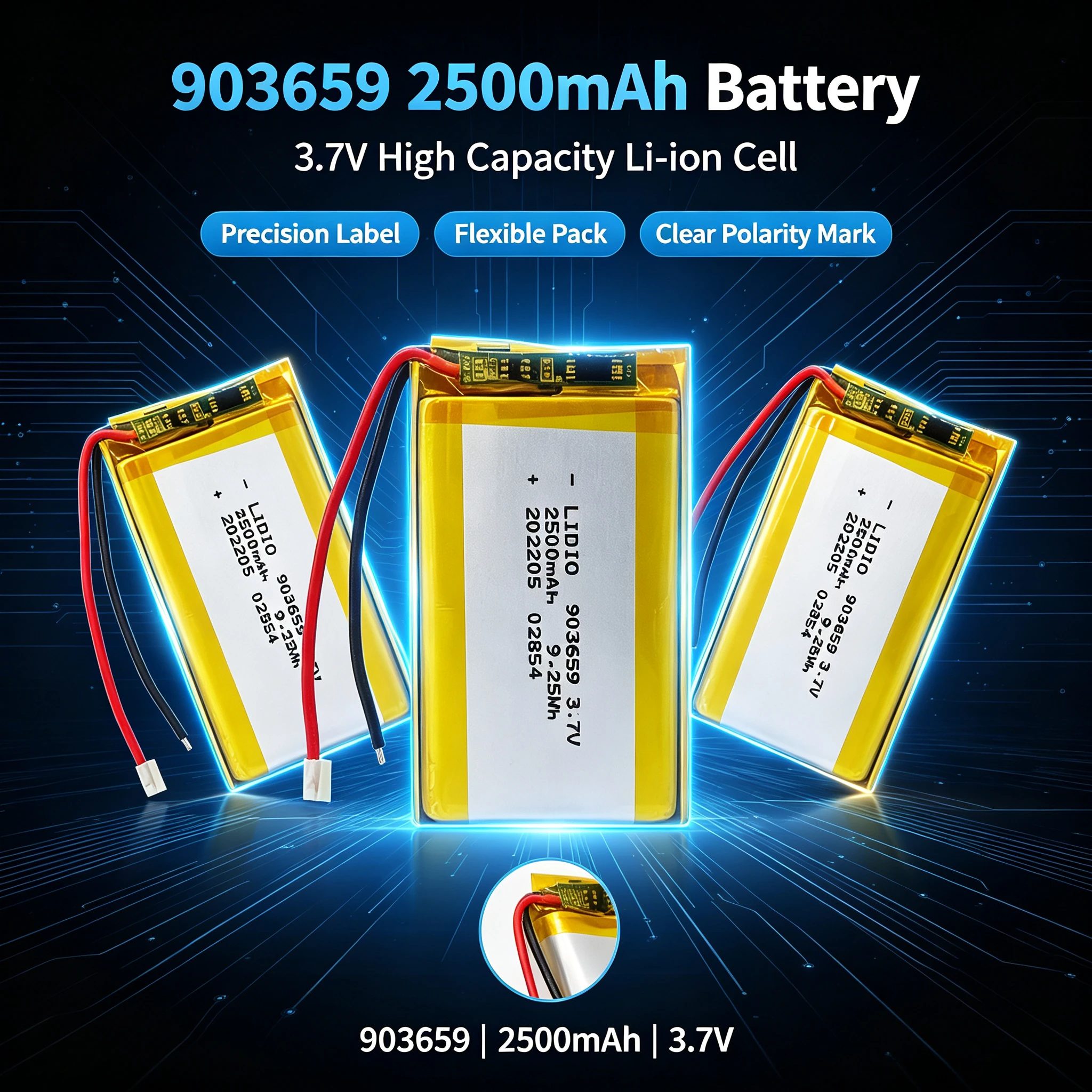 903659 2500 Mah Lithium-ion Polymer Battery 3.7 V Eyecare Sweeping Robot 903660 Lithium Batteries