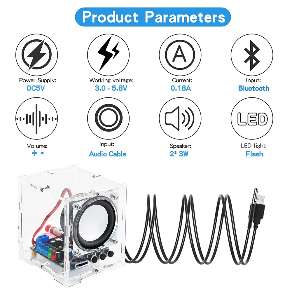 DIY Bluetooth Speaker Kit Portable Soldering Project Speaker Kit Audio Box for Adults Teenager Teaching and