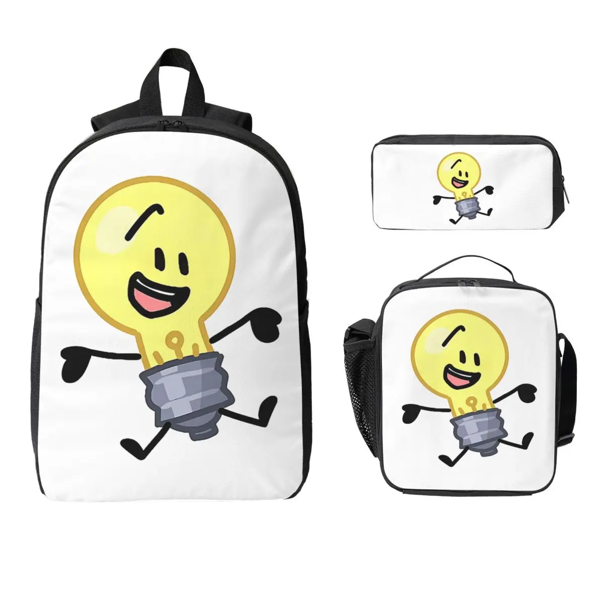 

BFDI Inanimate Insanity, рюкзак для всех персонажей, студенческий рюкзак для мальчиков и девочек, школьная сумка, 3 шт., изолированная сумка для обеда, пенал