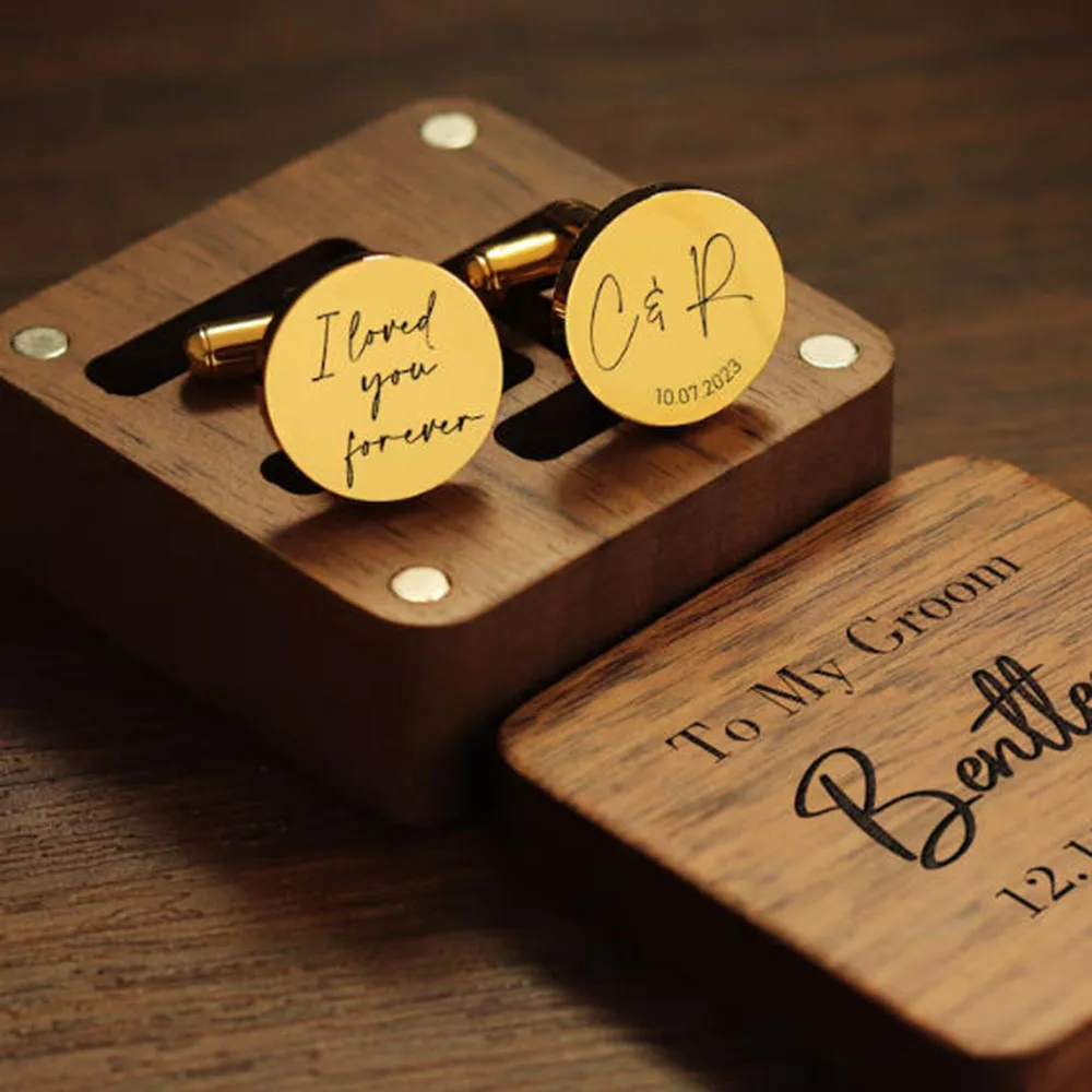 Customized metal cufflinks - Gift for groom's father/bride's father on wedding day, gift for husband on anniversary