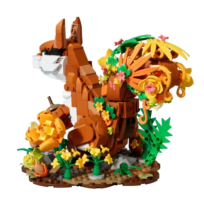 Idea Animals Image Block Ice Flower Tailed Squirrel Construction Model Sets Building Brick Toys Collection For Kids Gifts