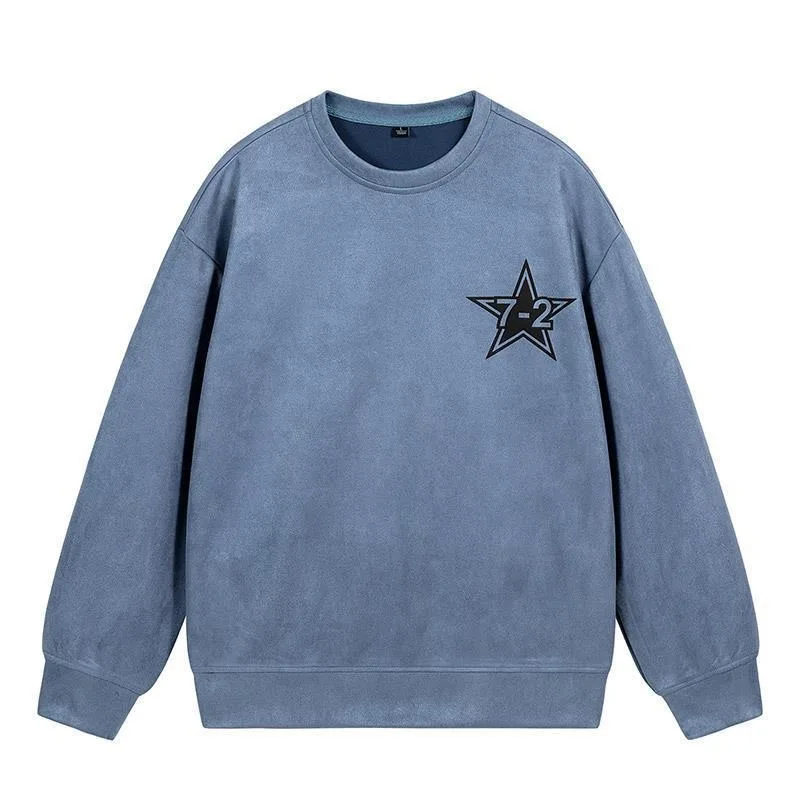 

Corduroy Round Neck Sweatershirt Men's Loose Fashion Top American Long Sleeved Design