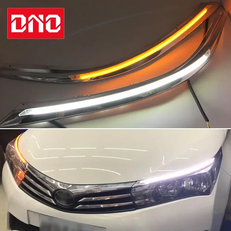 Car LED DRL 12V Daylights For Toyota Corolla 2015 2016 2017 2018 Dynamic Yellow Turn Signal Daytime Headlight Car Running Light