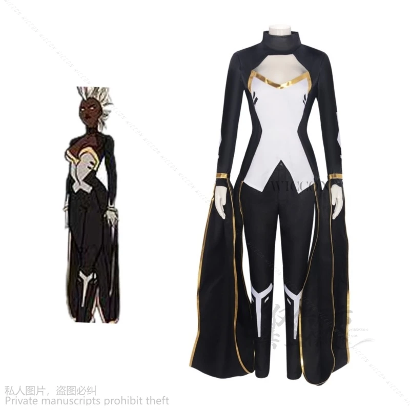 Anime Movie X Hero Cosplay Cartoon Costume Munroee Black Uniform Halloween For Women Weather Witch Suits Christmas Cape Roleplay