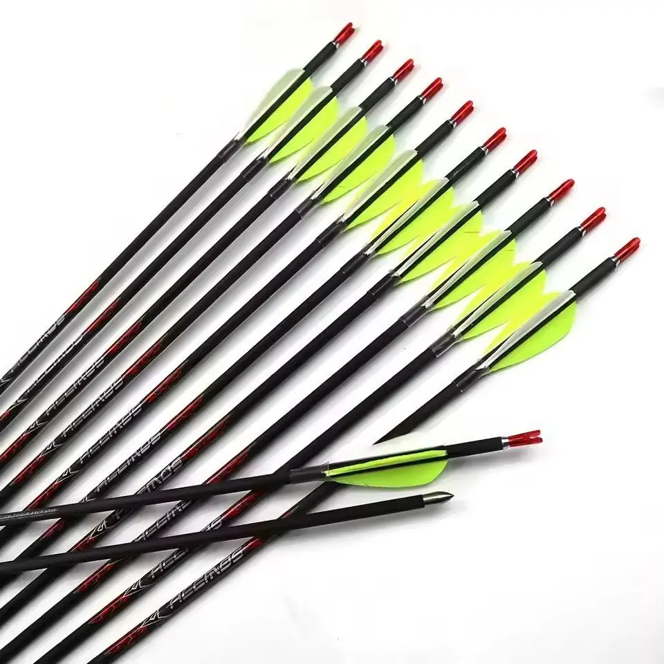 

ID4.2mm Pure Carbon Arrows with Turkey Feather Spine 350 400 500 600 700 800 900 1000 1100 1300 1500 1800 For Archery Hunting