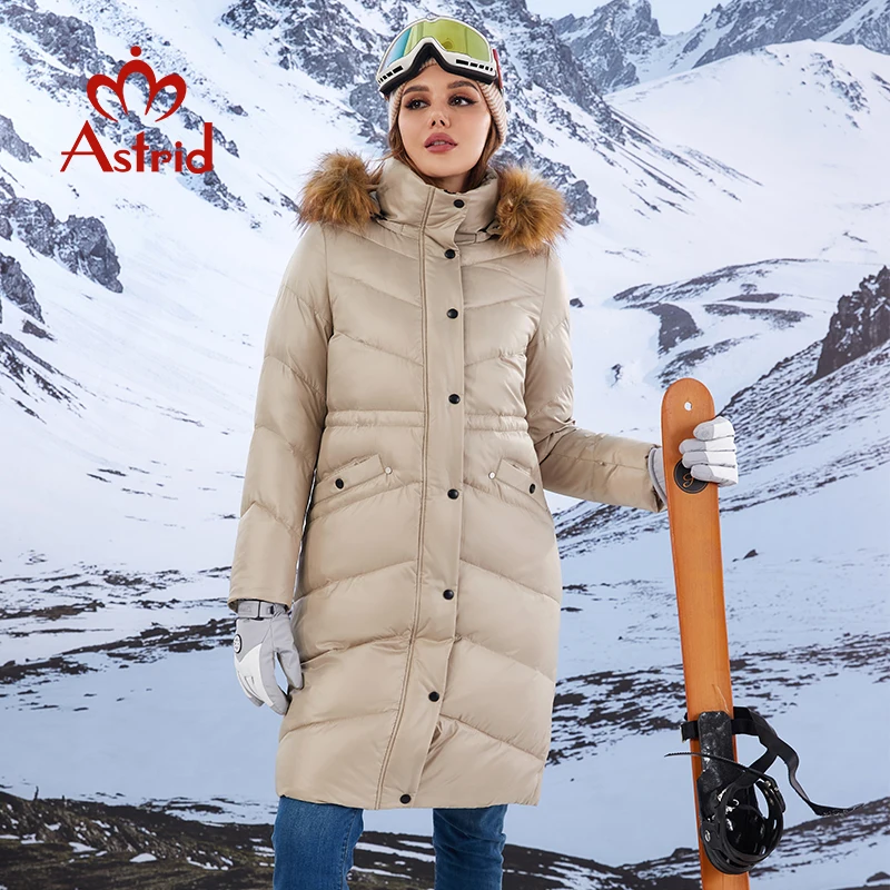 

Astrid New Women's Winter Parka Coats Natural Fur Collar Hooded Long Quilted Jackets Thick Warm Snow Wear Female Padded Overcoat