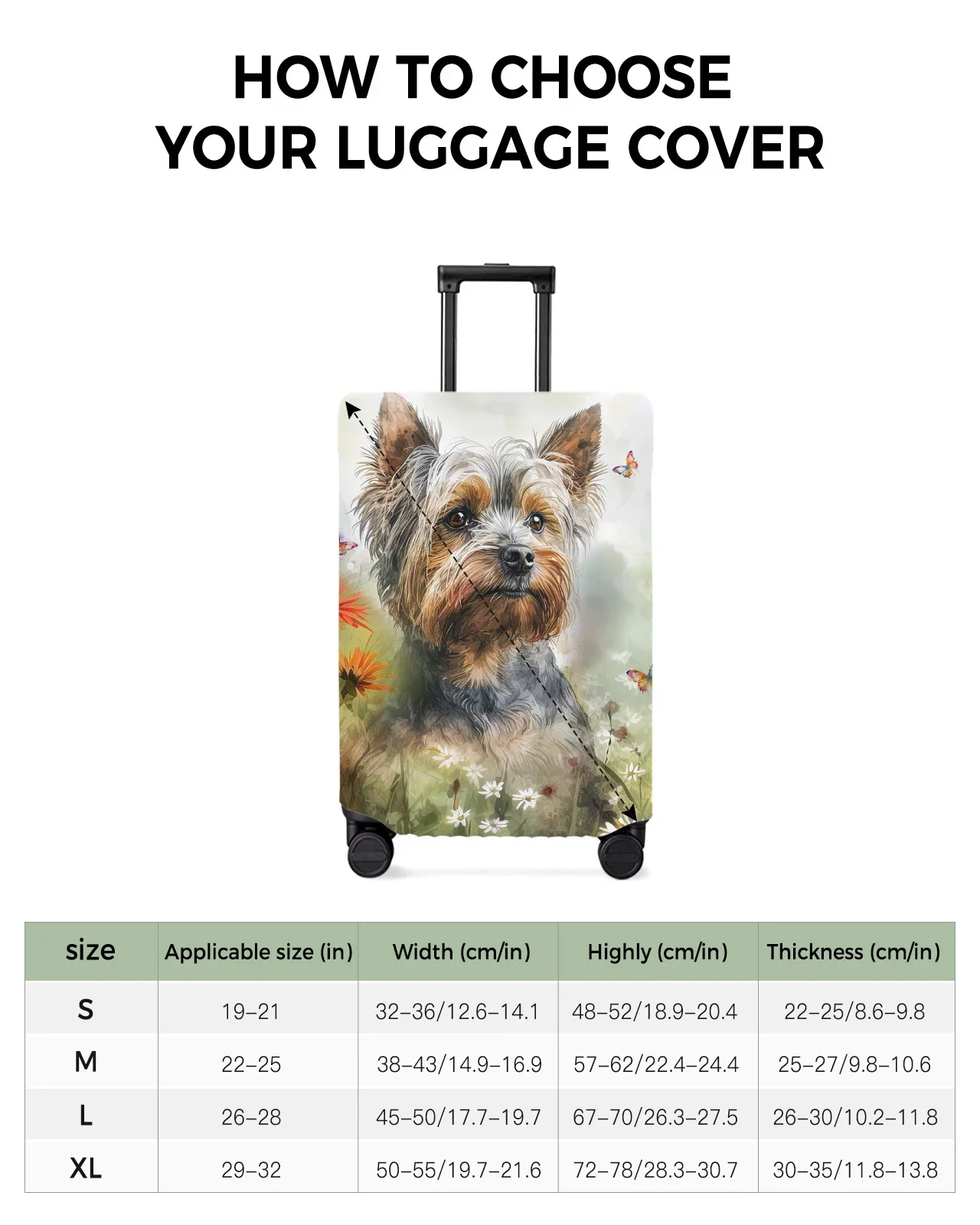 Flower Pet Dog Watercolor Butterfly Travel Luggage Cover Elastic Baggage Cover Suitcase Case Dust Cover Travel Accessories