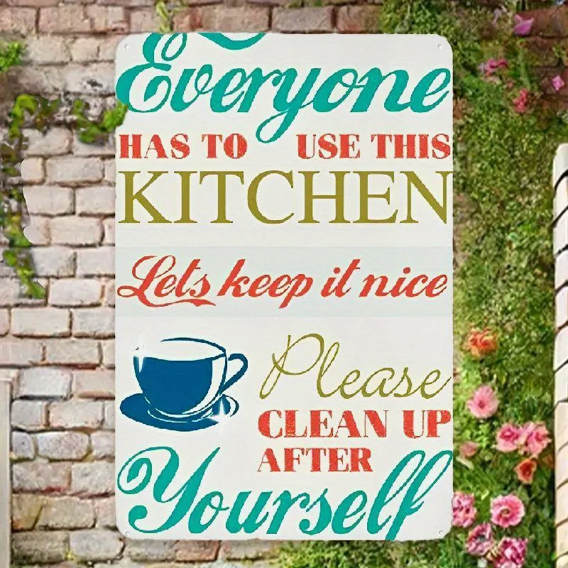 Translation is as follows： 2D Flat, Kitchen Essential — Charming Metal Kitchen Wall Decor Plaque: 