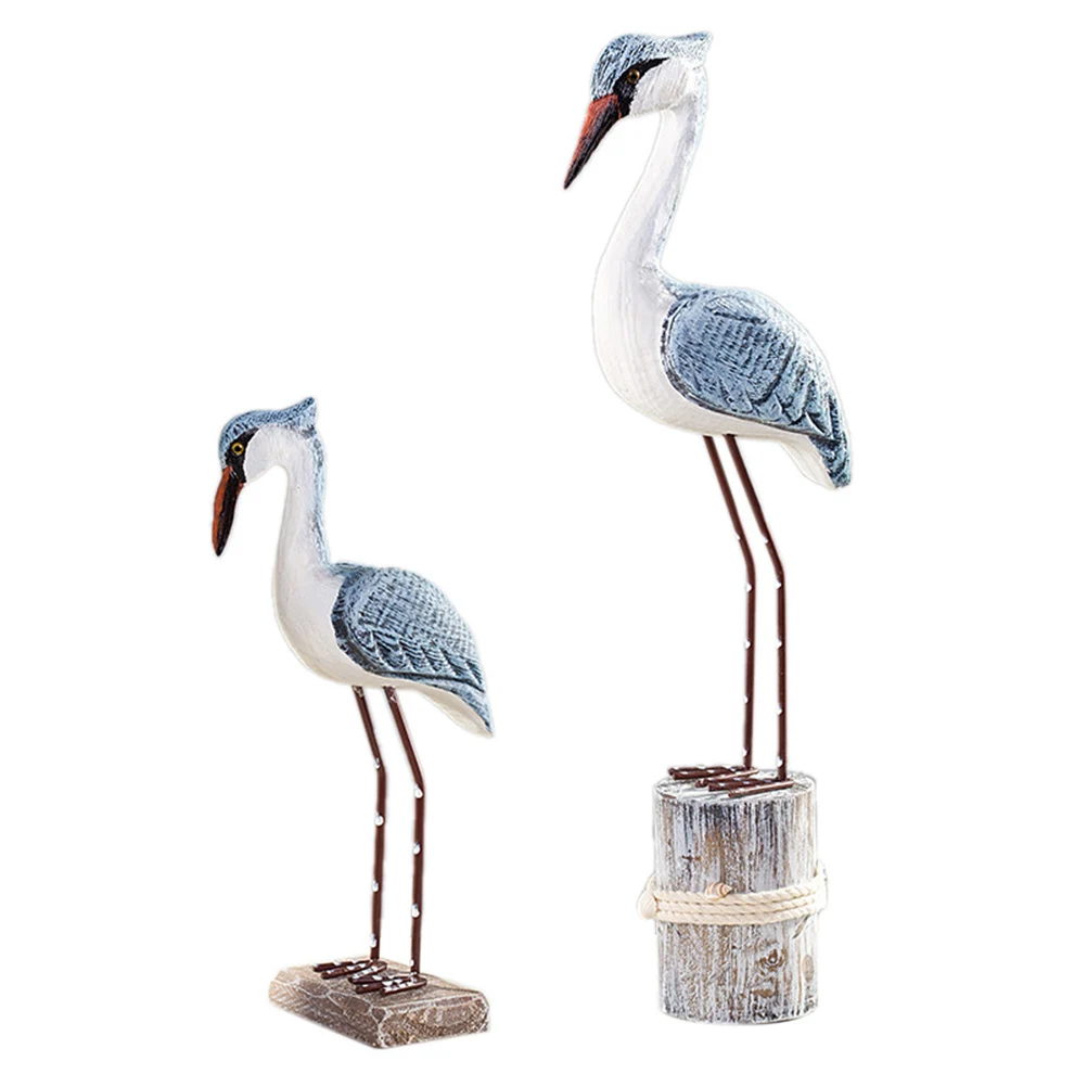 

2 pcs Seagull Ornaments Wooden Craft Seagull Decor Home Desk Accessories Coastal Theme Bird Figurines Gift Idea Realistic Detail