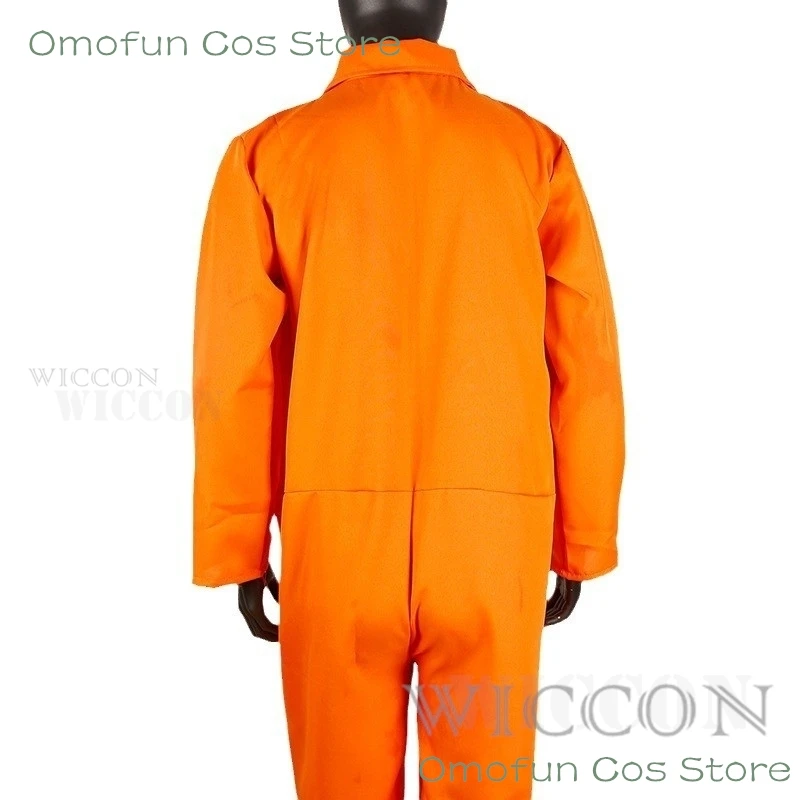 Boy Prisoner Costume Kids Orange Convict Jumpsuit with Handcuffs Jailbird Cosplay Prison Uniform for Halloween Cosplay Party Set