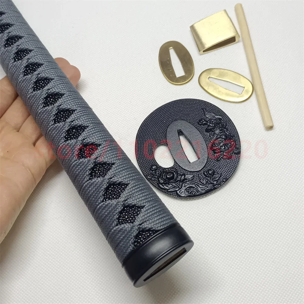 Nice 35cm Tsuka Handle Hilt Alloy Tsuba Handguard Guard Brass Habaki Seppa For Japanese Real Japan Samurai Katana Sword Fittings