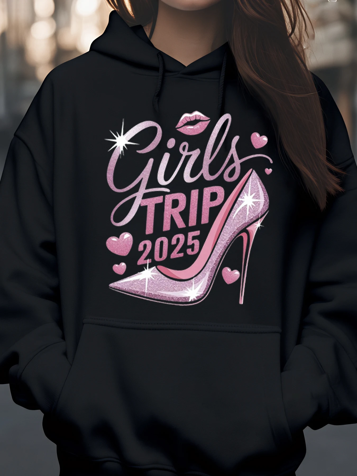 سترة بغطاء للرأس بتصميم كعب وردي للفتيات لرحلة العازبة هدية للحفلات