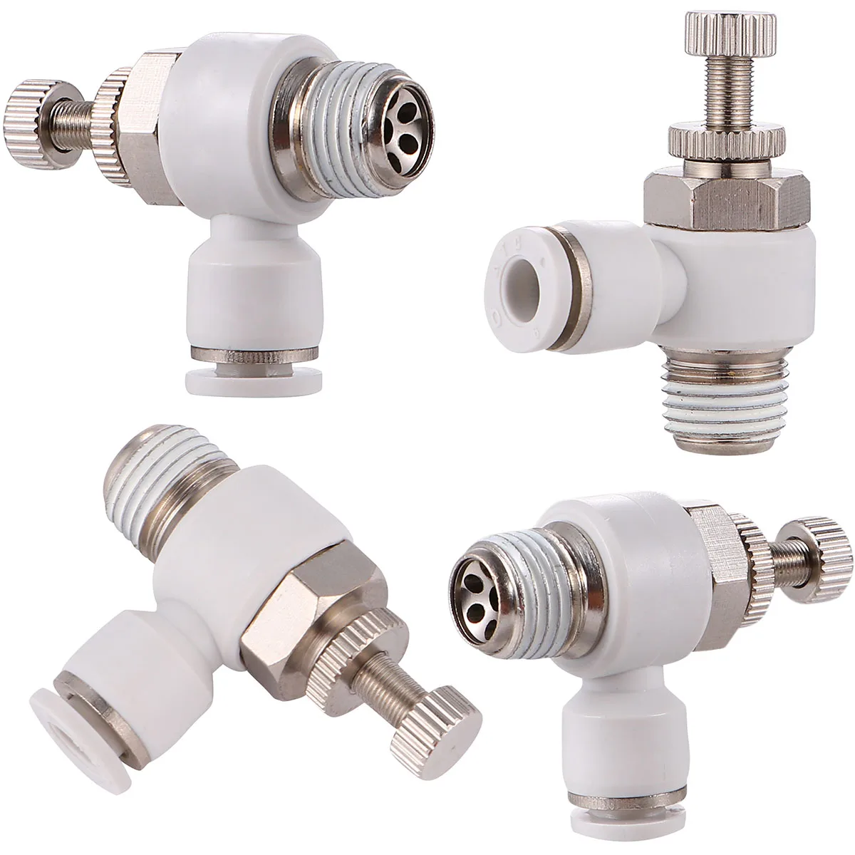 

4 pcs Pneumatic Flow Control Fitting 6Mm Manual Throttle Exhaust Connector For Air Valve Mechanical Pressure Adjustment Sealing