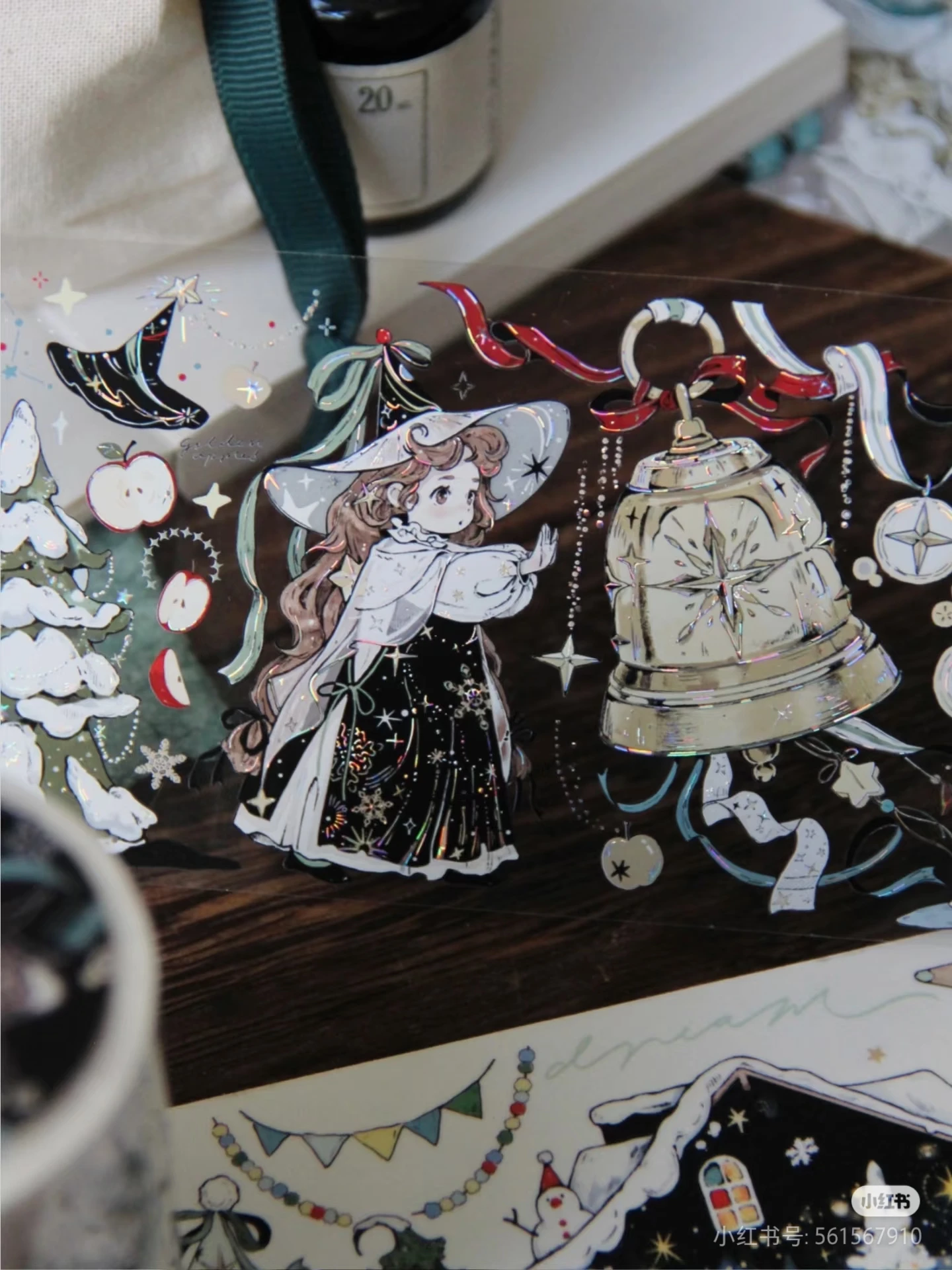 شريط لطيف للفتيات الساحرة الصغيرة للحيوانات الأليفة، مجموعة قصص الأحلام الشتوية، شخصيات فضية ورقية