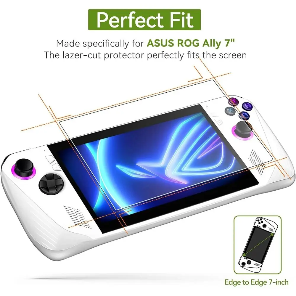 3PCS Accessories Game Console Screen Protector 7 Inch Curved Edge Gaming Handheld Protective Film for ROG Ally X 2024