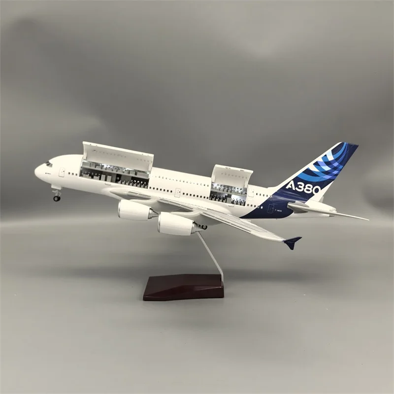 New Type Diecast Model A380 Prototype Resin Openable Cabin Door Airplane With Light Airline Collection Decoration Display Gifts