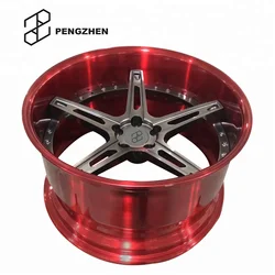 for Pengzhen Custom Manufacture Brushed Red Barrel With Grey Center 19 20 21 Inch 5x112 Passenger Car Alloy Wheels Rims For Audi