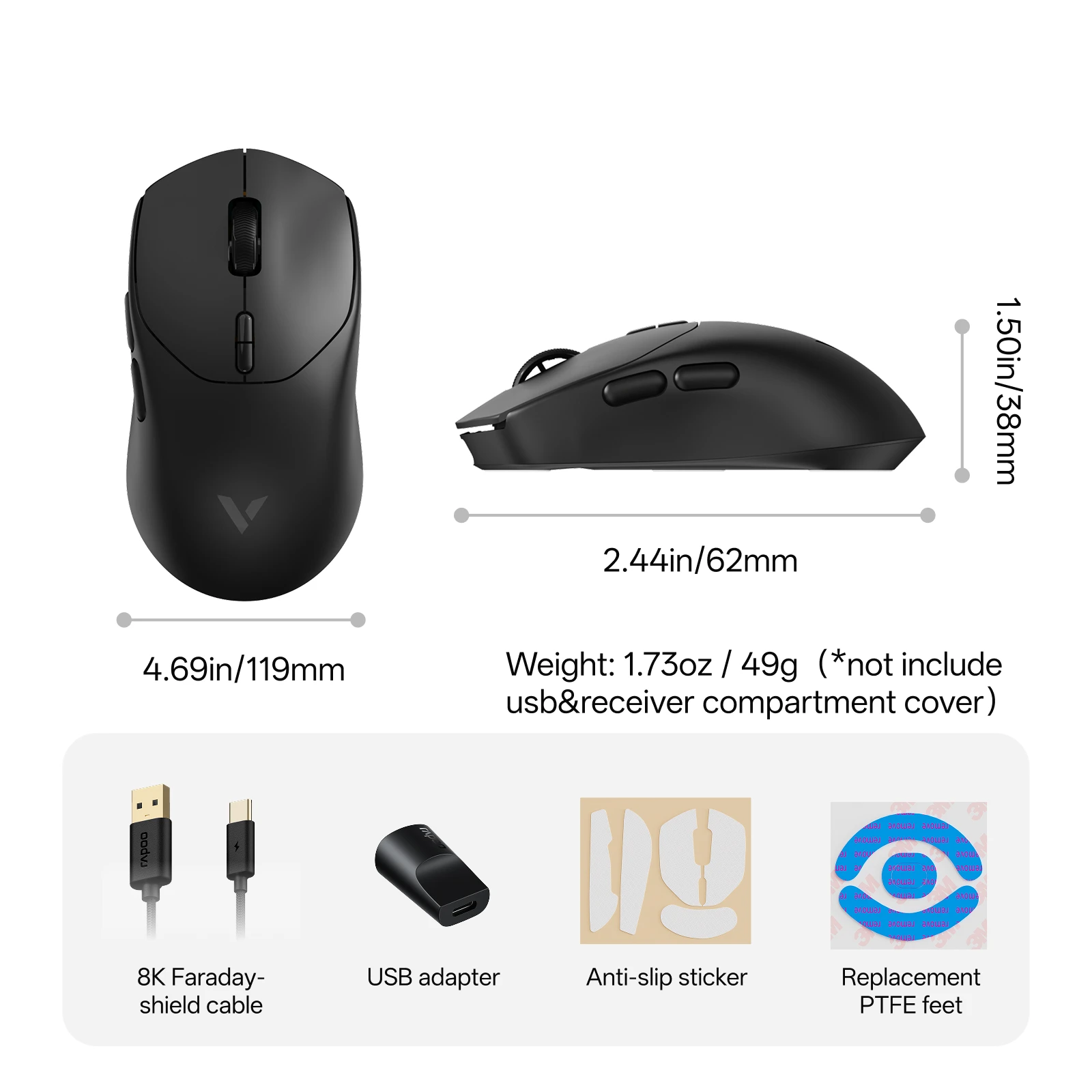 Rapoo VT1 MAX / VT1 Wireless Gaming Mouse 30K/26K DPI True 8K Wireless Polling Rate 49g Lightweight Up to 750 Hour Battery 10 Programmable Buttons On-Board Memory Esports Laptop Gaming Mice Compatible with Windows Mac - view 8