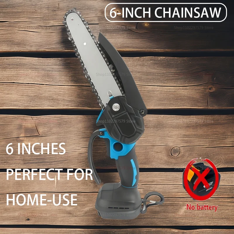 ミニチェーンソー 6インチ コードレス木工用ハンドヘルドガーデン電動のこぎり マキタ18v用切断電動工具（バッテリーなし）