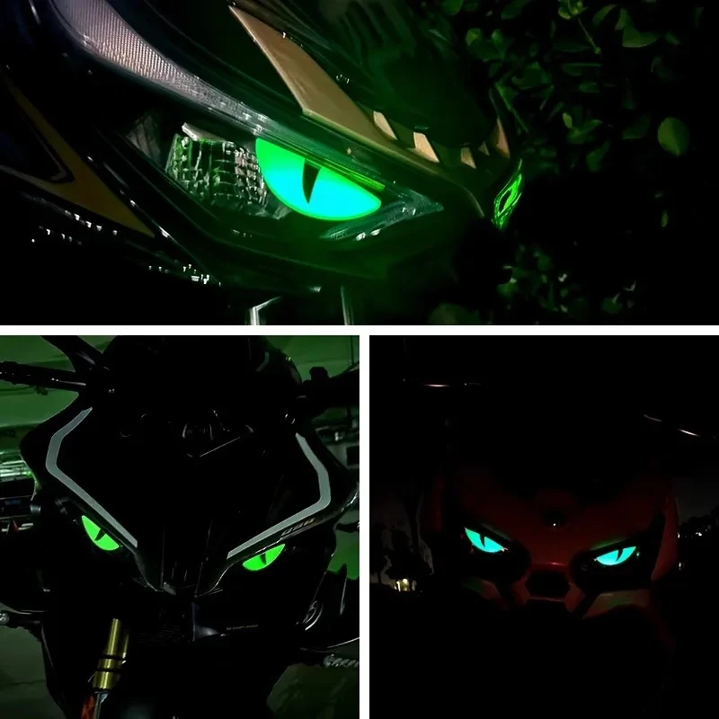 YITAPE 2PCS Reflective Devil Eye Car Stickers Night Safety Warning Decal Universal Waterproof for Motorcycle Auto Exterior