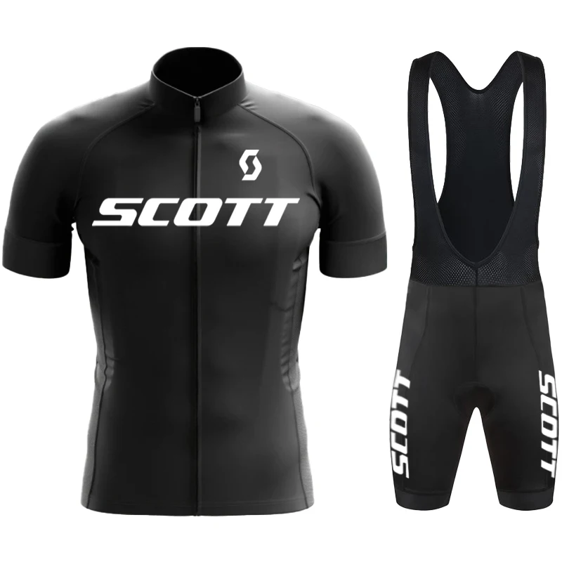 SCOTT Men\'s Sweatsuit Set Road Cycling Gear Men Clothing Long Padding Short Bib Cycling Uniform Man Mountain Bike Jerseys Jacket