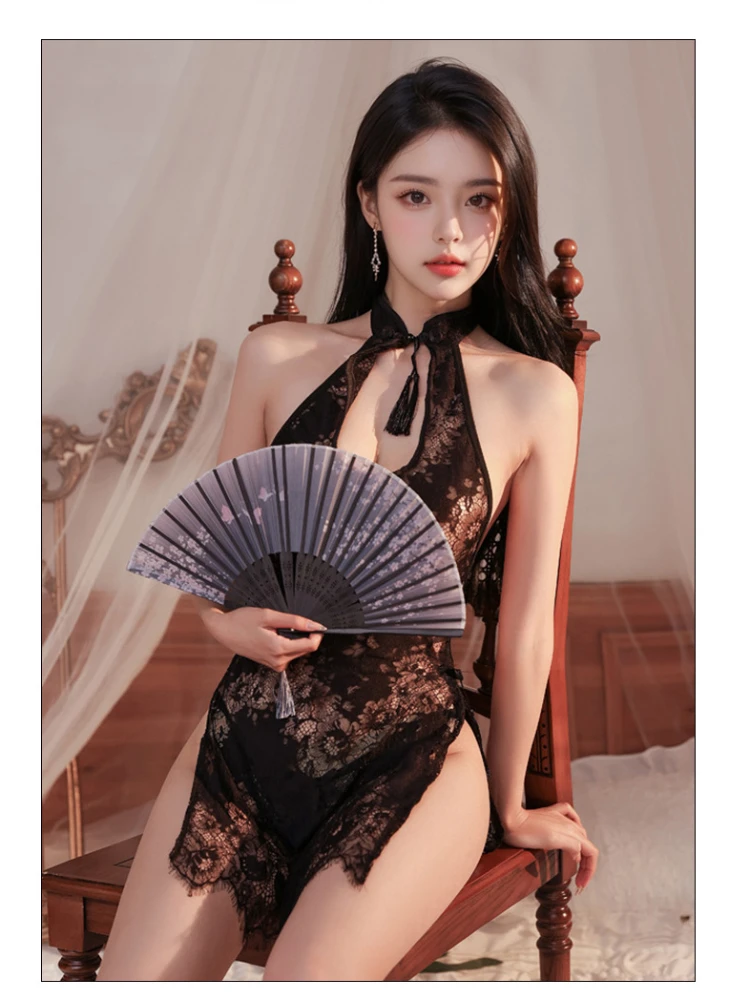 대담한 란제리 여성 18+ 레이스 성인 에로틱 란제리 치파오 침대 유혹적인 탈착 불가 섹시 유니폼 열정적인 세트 속옷
