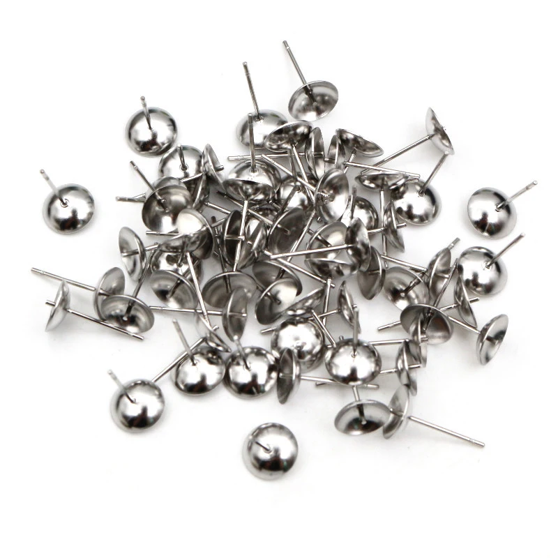 100Pcs/Lot 3/4/5/6/8mm Inner Size Stainless Steel Blank Post Earring Stud Tray Base Pins for Jewelry Finding DIY Accessories