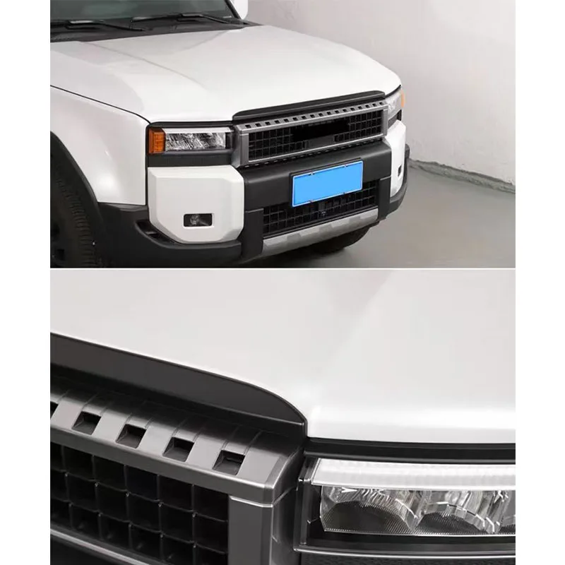 FOR Toyota Land Cruiser Prado LC250 2024-2026 ABS carbon Black hood strip front bumper grill forming strip cover trim 3PCS